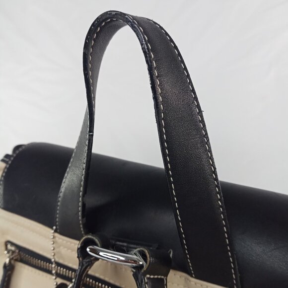 Vintage Coach Womens Backpack Bag Beige Black Canvas Leather Daypack Classic - Picture 7 of 16